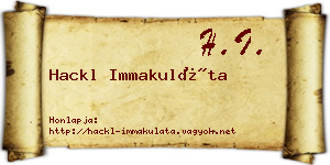 Hackl Immakuláta névjegykártya